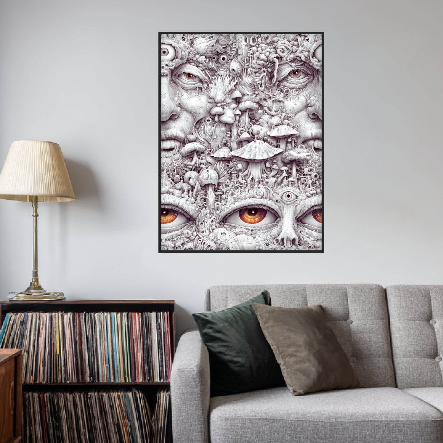 Gesicht aus Pilzen und Augen Poster