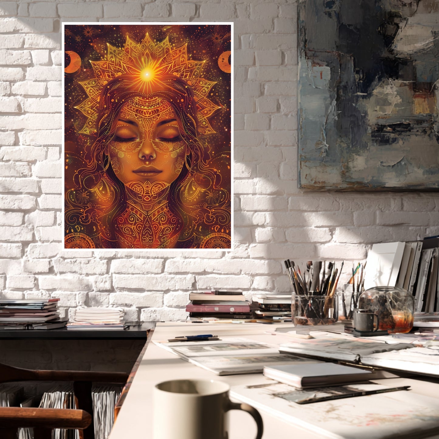 Goldenes spirituelles Sonnenportrait Poster
