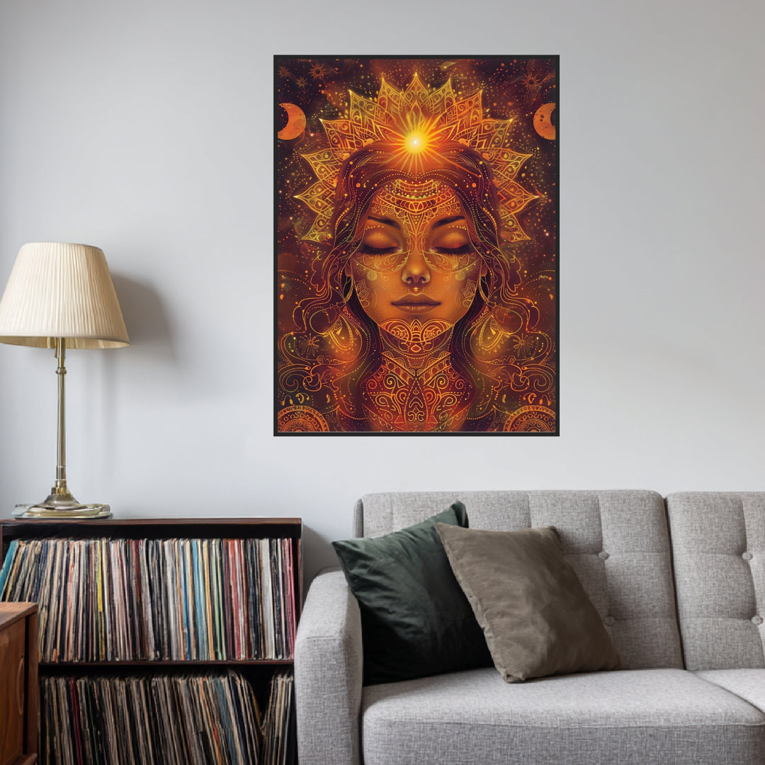 Goldenes spirituelles Sonnenportrait Poster Psychedelic – mattes Kunstdruck-Papier – Ansicht 3