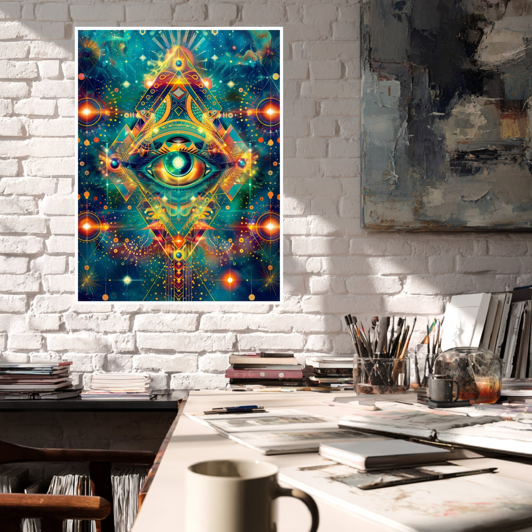 Kosmisches geometrisches Auge Poster Psychedelic – mattes Kunstdruck-Papier – Ansicht 4