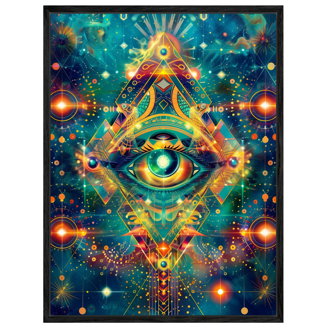 Kosmisches geometrisches Auge Leinwandbild Psychedelic – Leinwand auf Holzrahmen – Ansicht 4