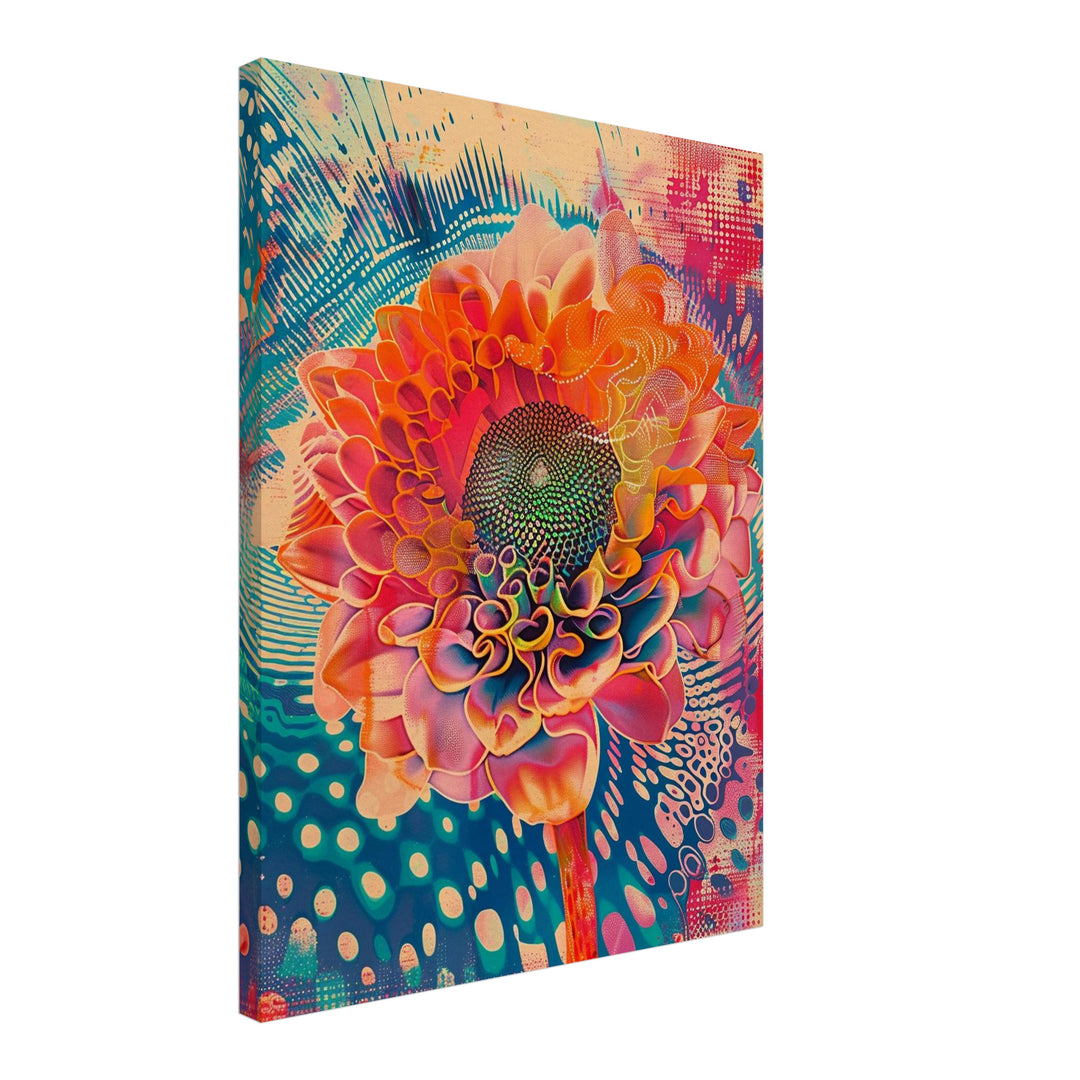 Leuchtende Blume mit Farbwirbeln Leinwandbild Psychedelic – Leinwand auf Holzrahmen – Ansicht 2
