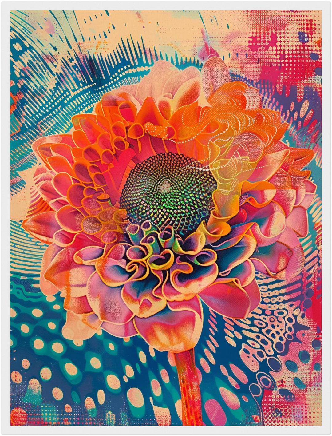 Leuchtende Blume mit Farbwirbeln Poster Psychedelic – mattes Kunstdruck-Papier – Ansicht 5