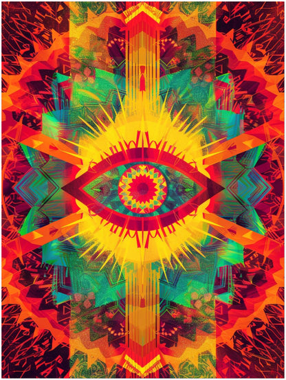 Leuchtendes Auge mit Farbstrahlen Poster