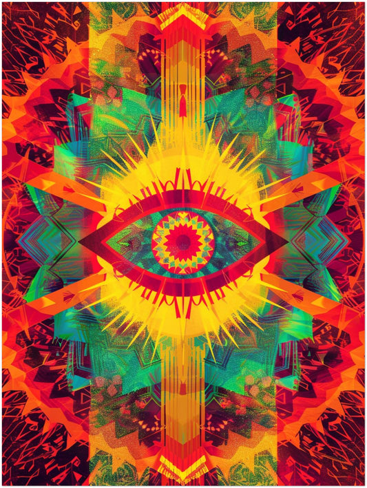 Leuchtendes Auge mit Farbstrahlen Poster