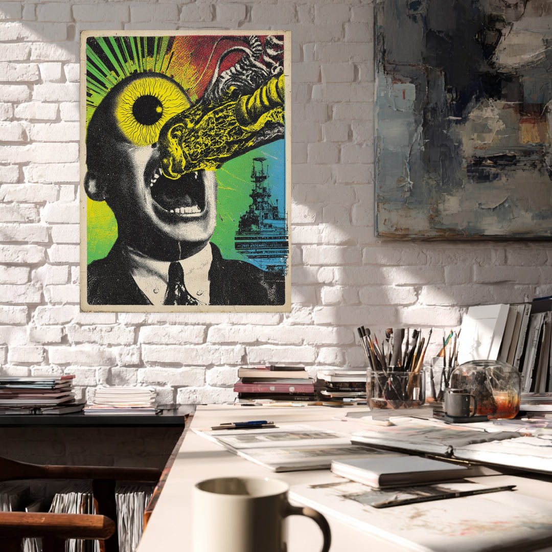 Mann mit explodierendem Auge Leinwandbild Psychedelic – Leinwand auf Holzrahmen – Ansicht 3