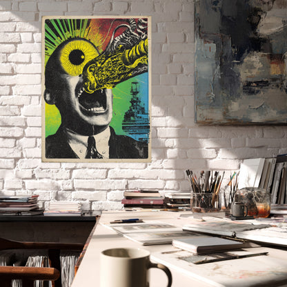 Mann mit explodierendem Auge Poster