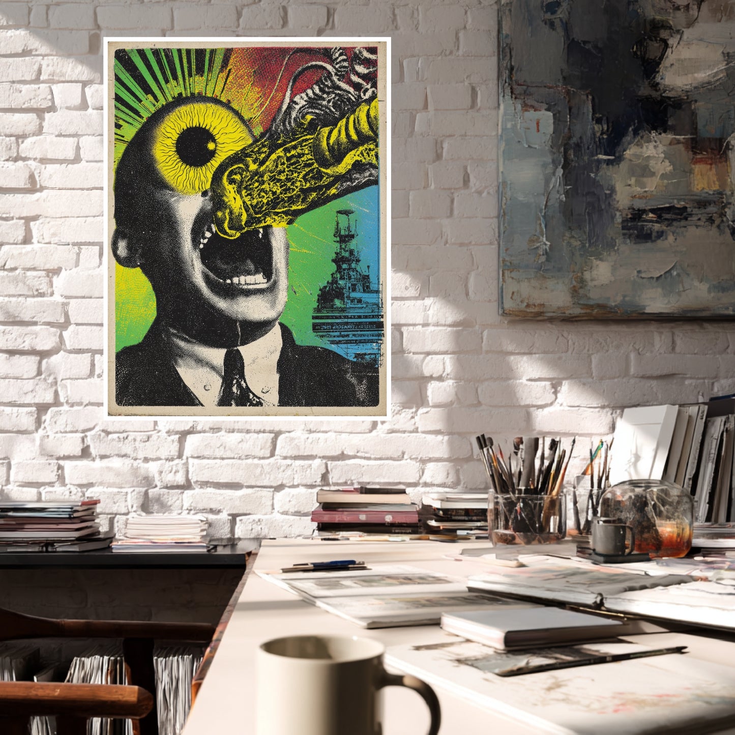 Mann mit explodierendem Auge Poster