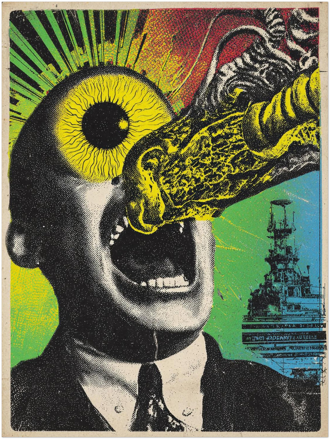 Mann mit explodierendem Auge Psychedelic – Wandkunst