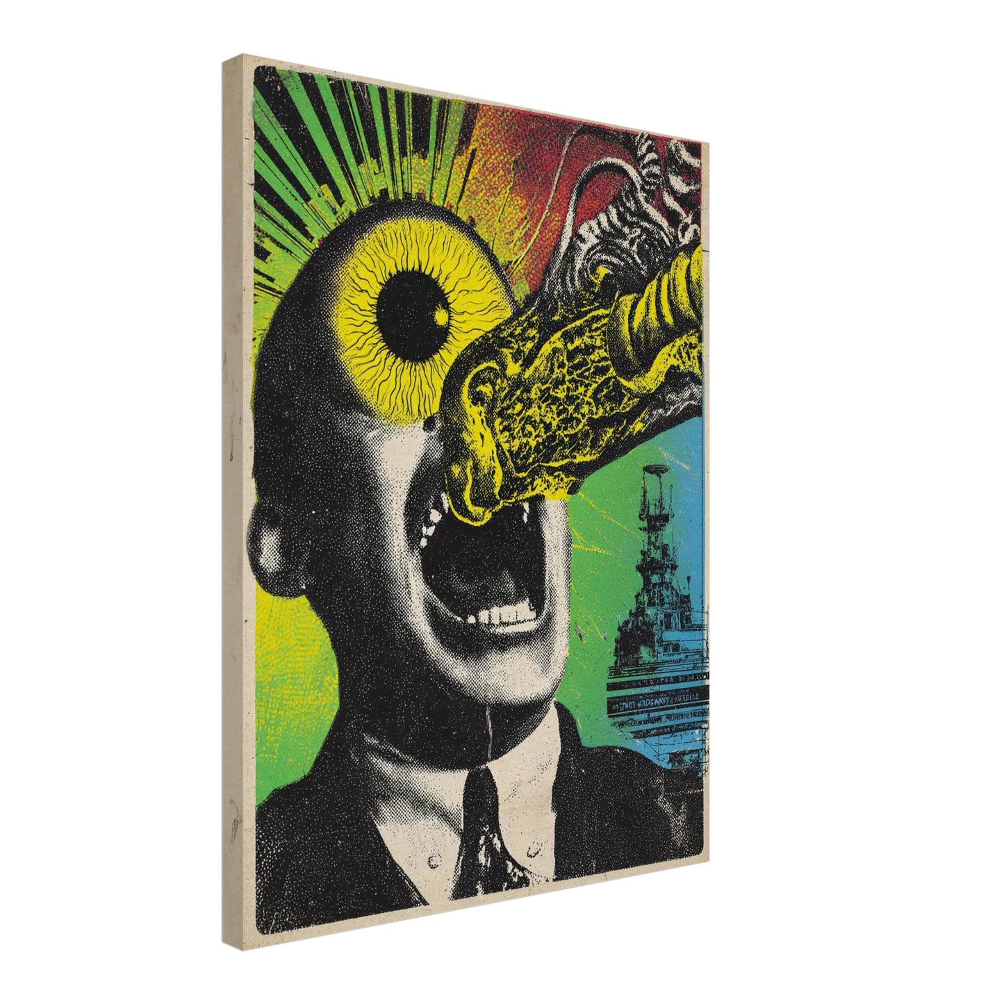 Mann mit explodierendem Auge Leinwandbild