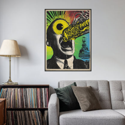 Mann mit explodierendem Auge Poster