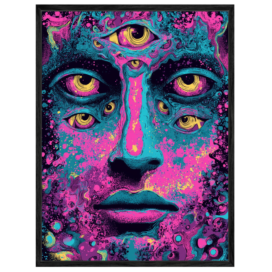Mehräugiges Gesicht Leinwandbild Psychedelic – Leinwand auf Holzrahmen – Ansicht 4