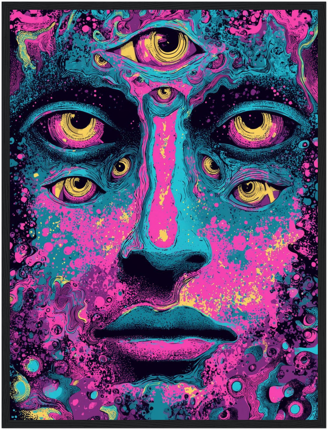 Mehräugiges Gesicht Poster Psychedelic – mattes Kunstdruck-Papier – Ansicht 5