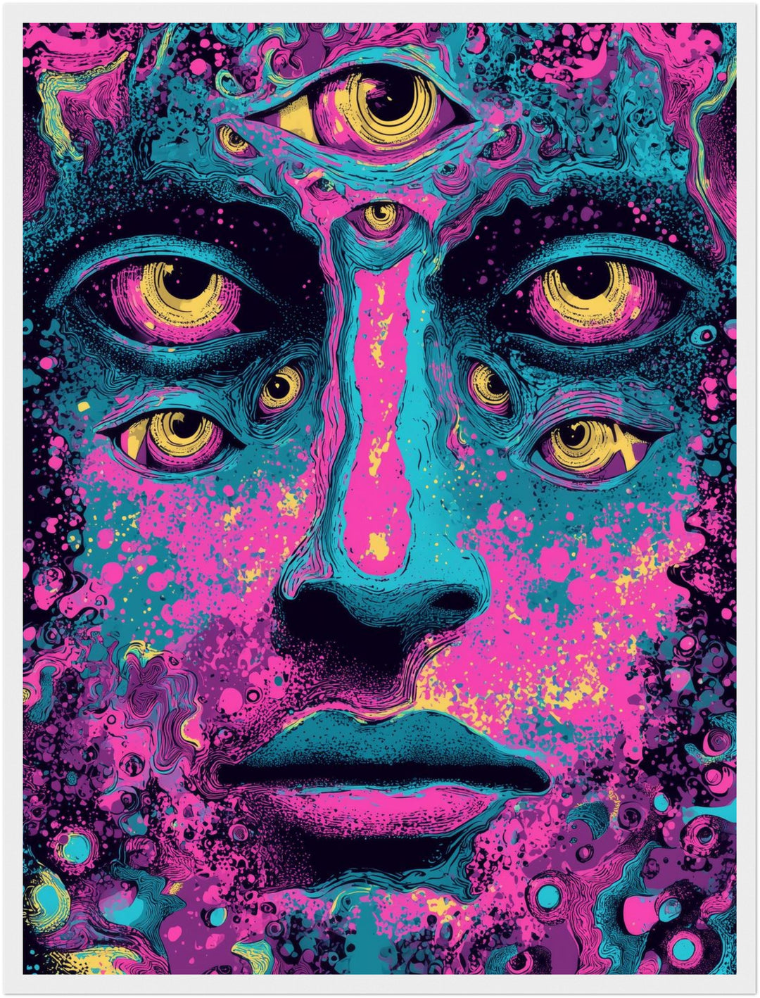 Mehräugiges Gesicht Poster Psychedelic – mattes Kunstdruck-Papier – Ansicht 6