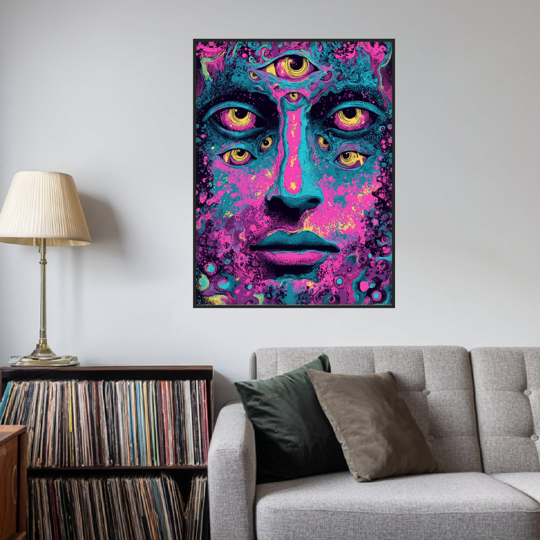 Mehräugiges Gesicht Poster Psychedelic – mattes Kunstdruck-Papier – Ansicht 3