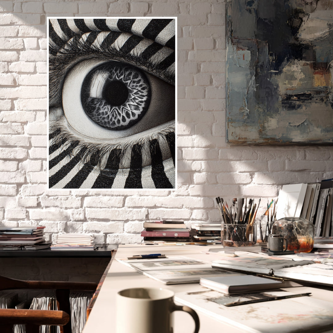 Monochromes Zebraauge Poster Psychedelic – mattes Kunstdruck-Papier – Ansicht 4