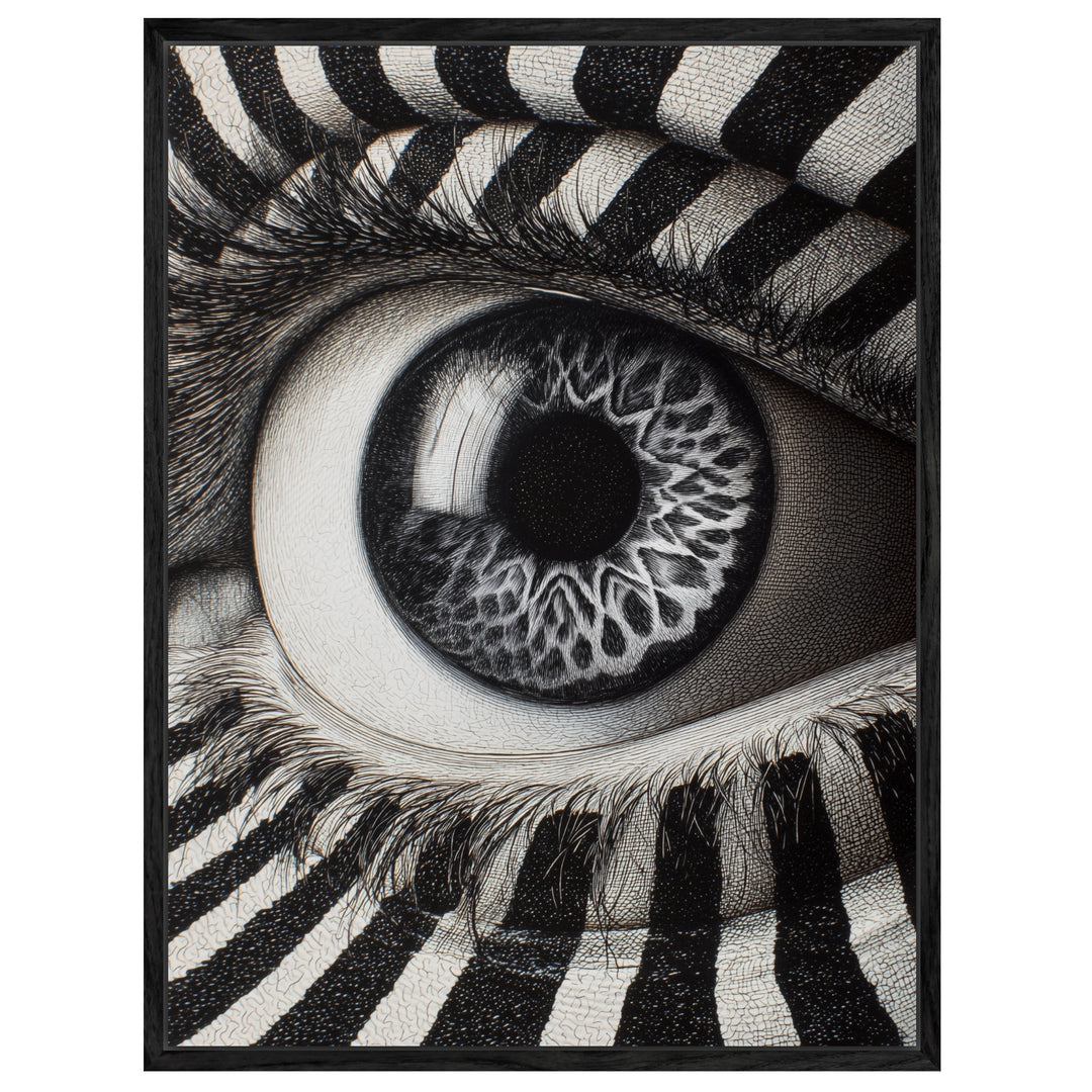 Monochromes Zebraauge Leinwandbild Psychedelic – Leinwand auf Holzrahmen – Ansicht 4