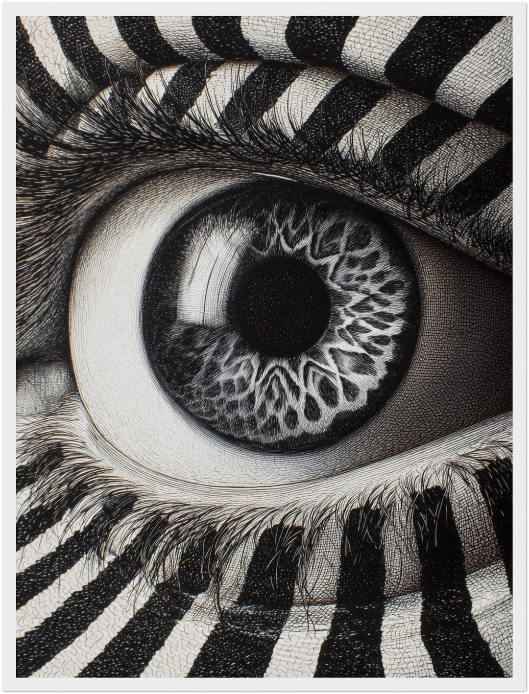 Monochromes Zebraauge Poster Psychedelic – mattes Kunstdruck-Papier – Ansicht 6