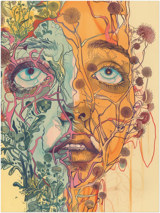 Pflanzenverwobenes Halbgesicht Poster