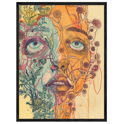 Pflanzenverwobenes Halbgesicht Leinwandbild