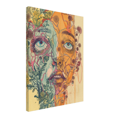 Pflanzenverwobenes Halbgesicht Leinwandbild