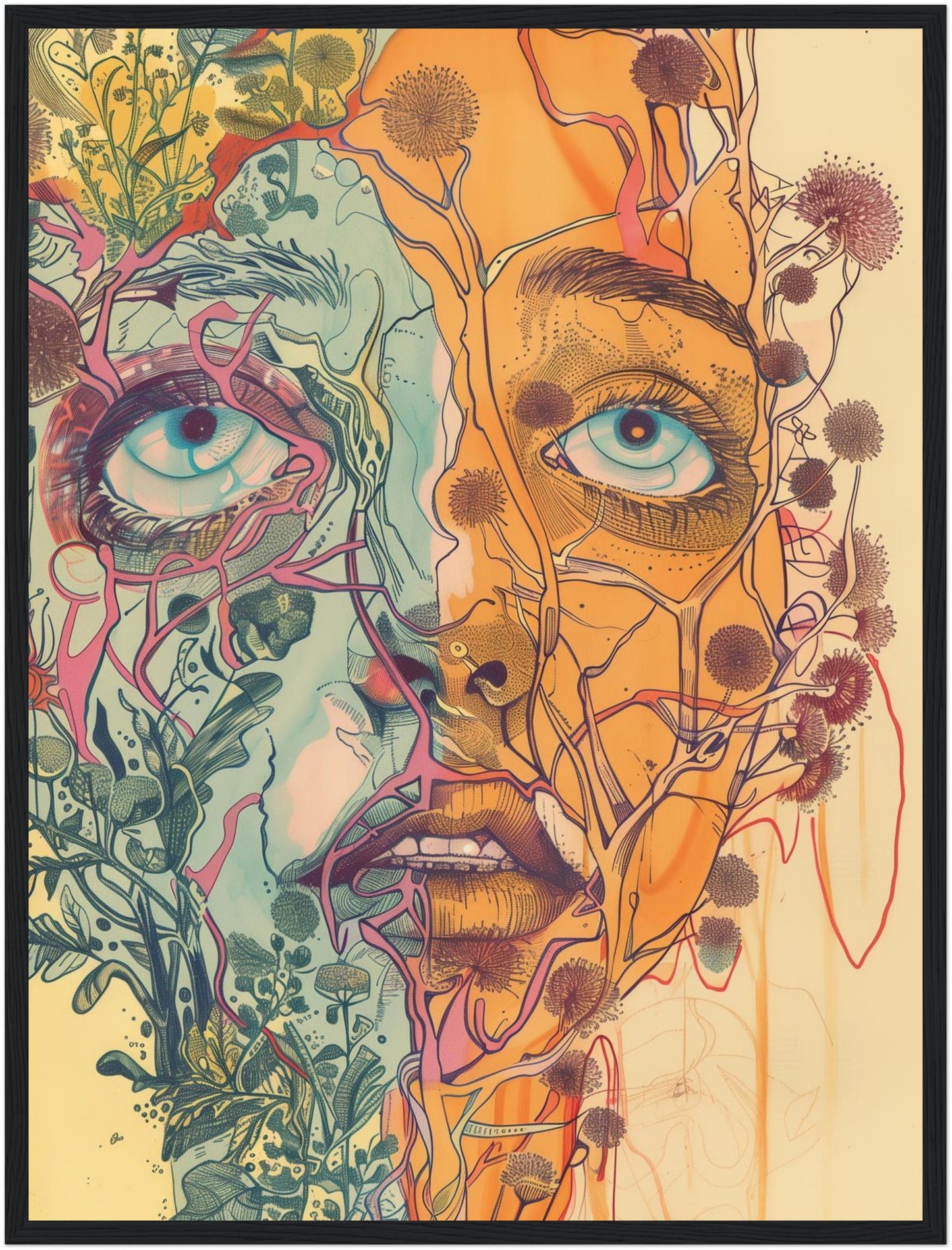 Pflanzenverwobenes Halbgesicht Poster