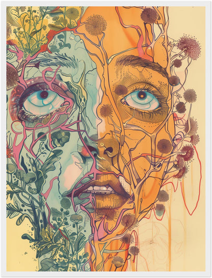 Pflanzenverwobenes Halbgesicht Poster