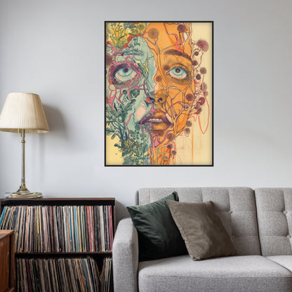 Pflanzenverwobenes Halbgesicht Poster