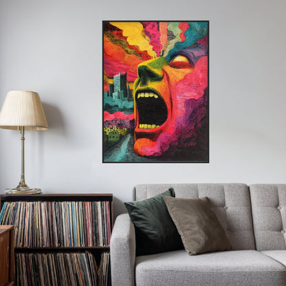 Schreiendes Gesicht mit Farbenrausch Poster