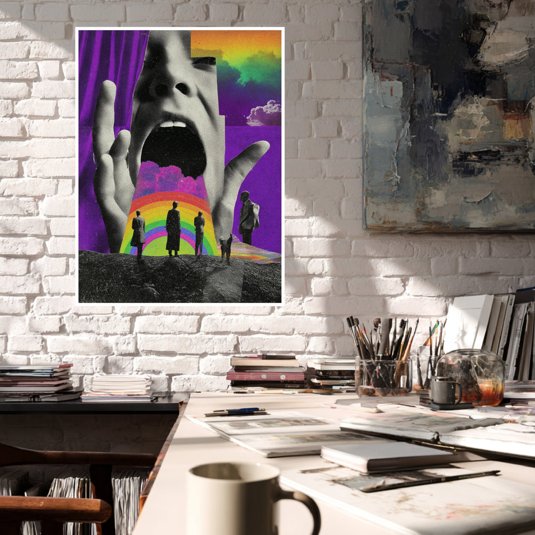 Schreiendes Gesicht mit Regenbogen Poster Psychedelic – mattes Kunstdruck-Papier – Ansicht 6