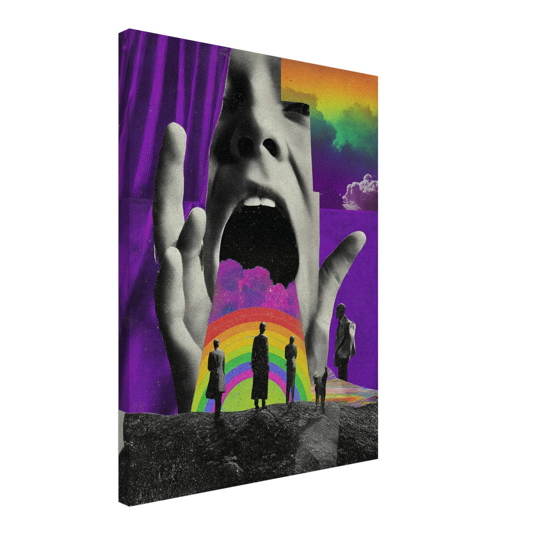 Schreiendes Gesicht mit Regenbogen Leinwandbild Psychedelic – Leinwand auf Holzrahmen – Ansicht 4