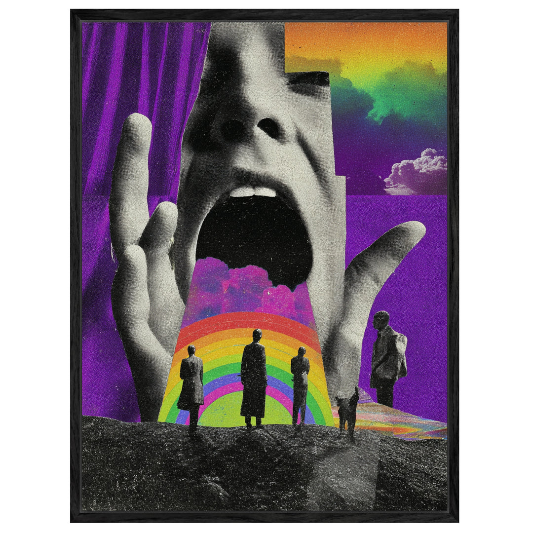 Schreiendes Gesicht mit Regenbogen Leinwandbild Psychedelic – Leinwand auf Holzrahmen – Ansicht 2