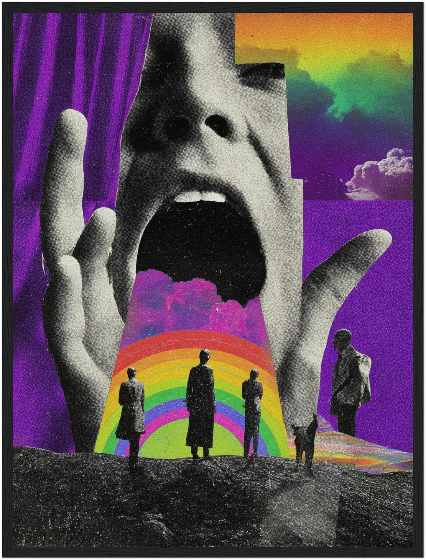 Schreiendes Gesicht mit Regenbogen Poster