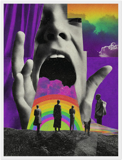 Schreiendes Gesicht mit Regenbogen Poster