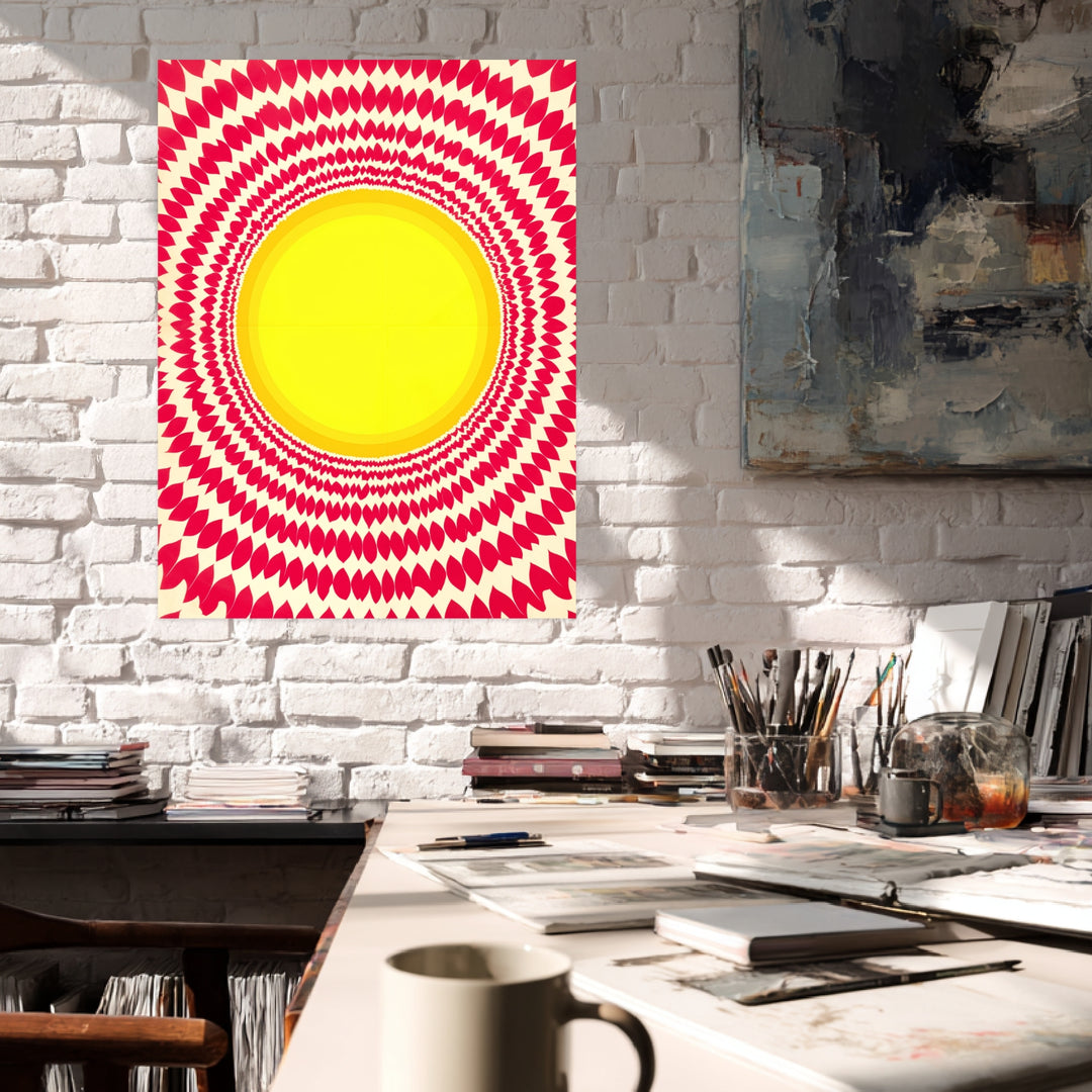 Strahlende Sonnen Mandala Leinwandbild abstrakt – Leinwand auf Holzrahmen – Ansicht 3
