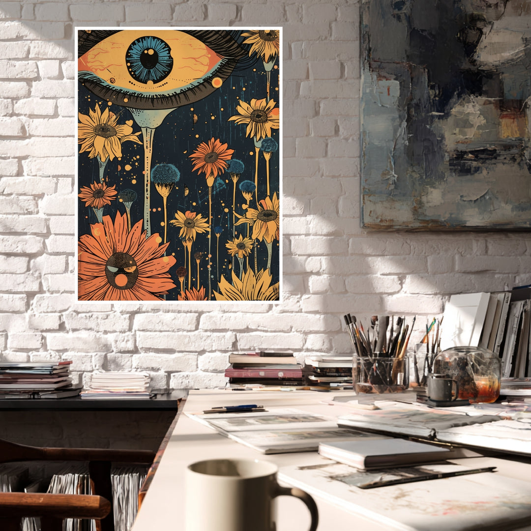 Surreales Blumenauge Poster Psychedelic – mattes Kunstdruck-Papier – Ansicht 4