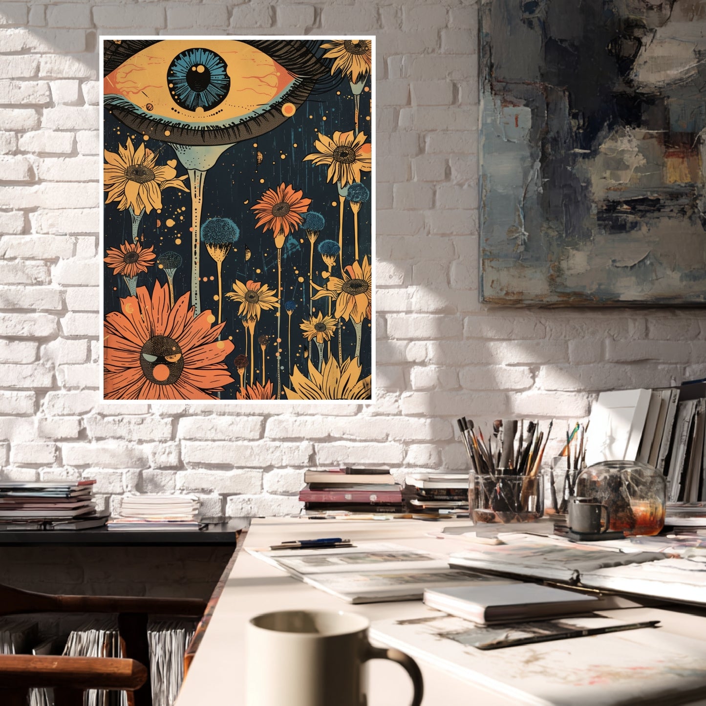 Surreales Blumenauge Poster