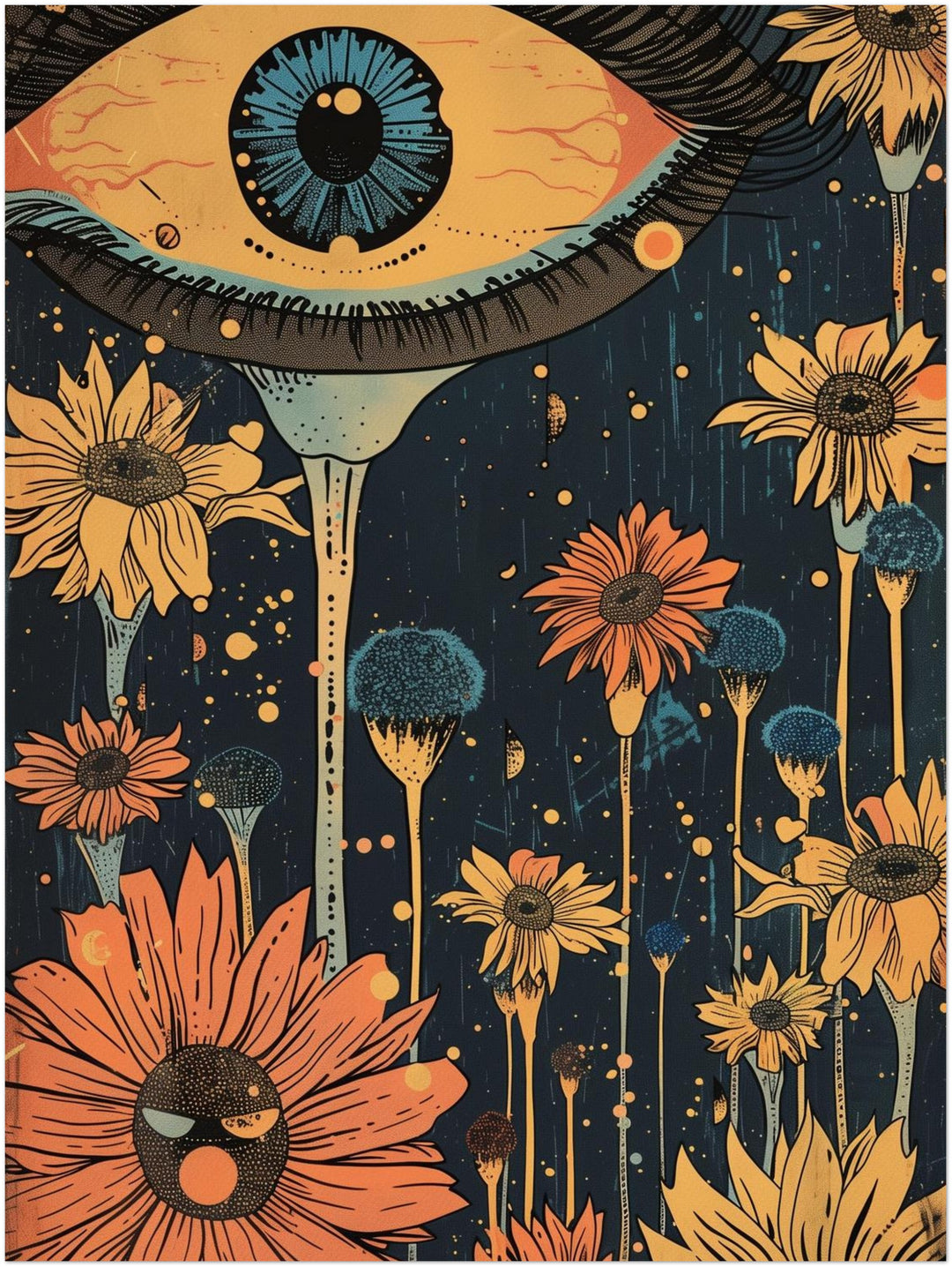 Surreales Blumenauge Psychedelic – Wandkunst