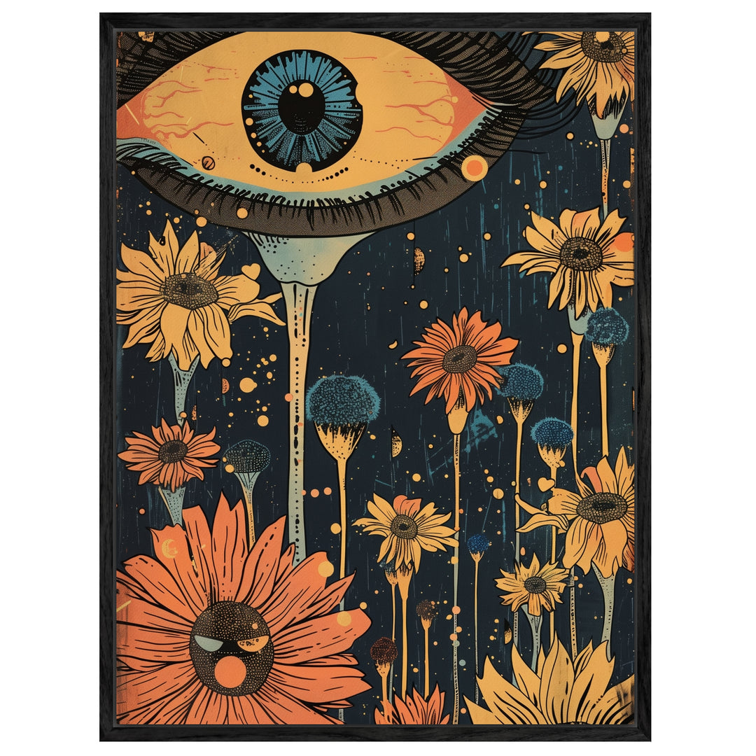 Surreales Blumenauge Leinwandbild Psychedelic – Leinwand auf Holzrahmen – Ansicht 4