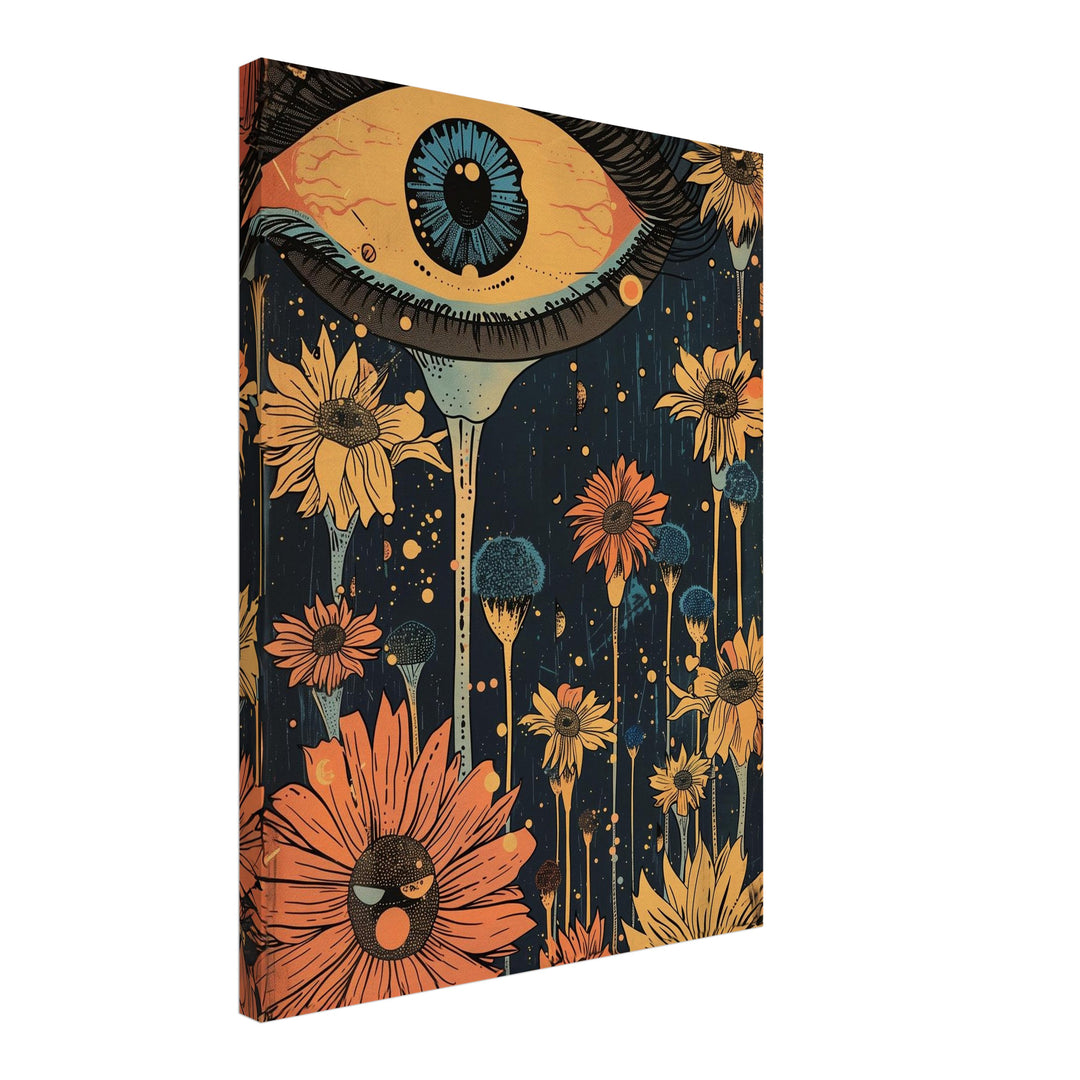 Surreales Blumenauge Leinwandbild Psychedelic – Leinwand auf Holzrahmen – Ansicht 2