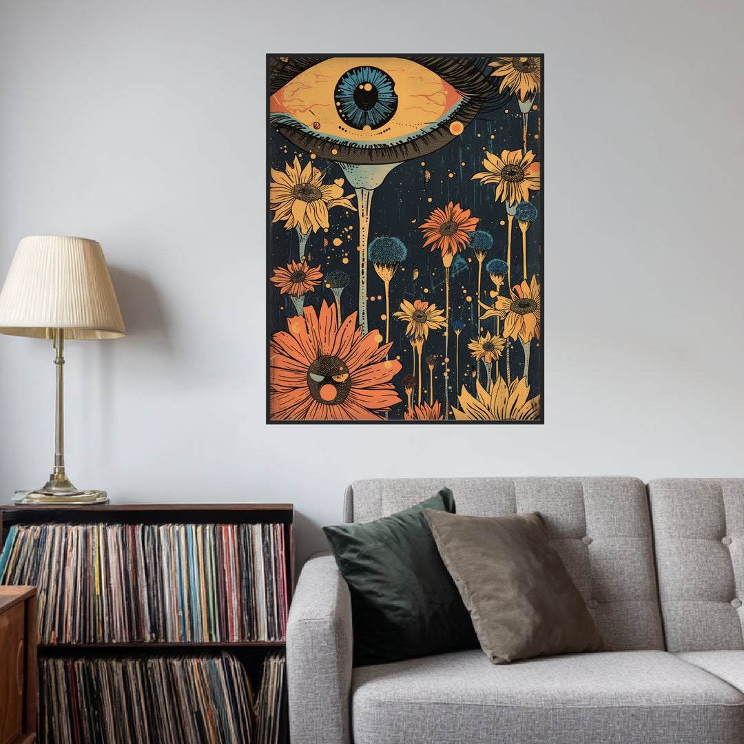 Surreales Blumenauge Poster Psychedelic – mattes Kunstdruck-Papier – Ansicht 3