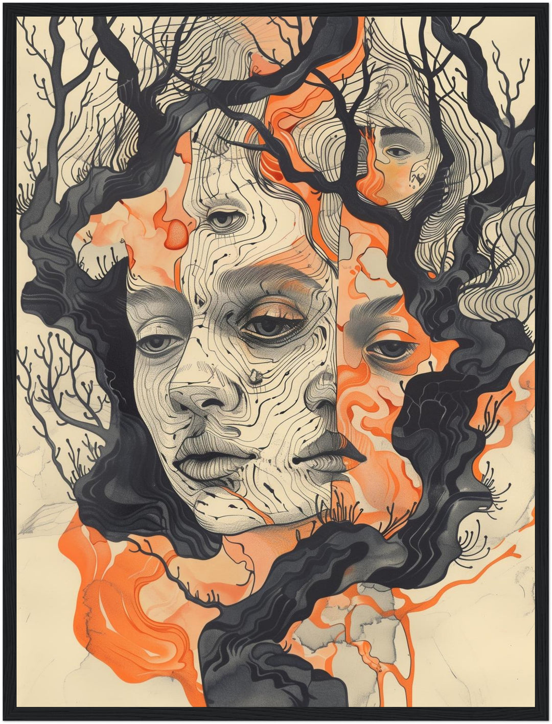 Verwobenes Baumgesicht Poster Psychedelic – mattes Kunstdruck-Papier – Ansicht 5