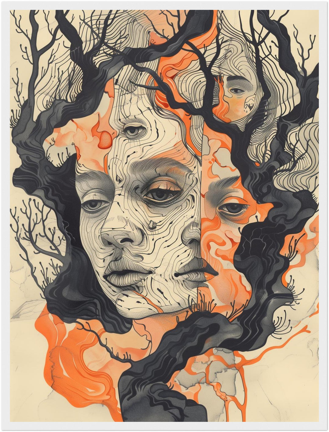 Verwobenes Baumgesicht Poster Psychedelic – mattes Kunstdruck-Papier – Ansicht 6