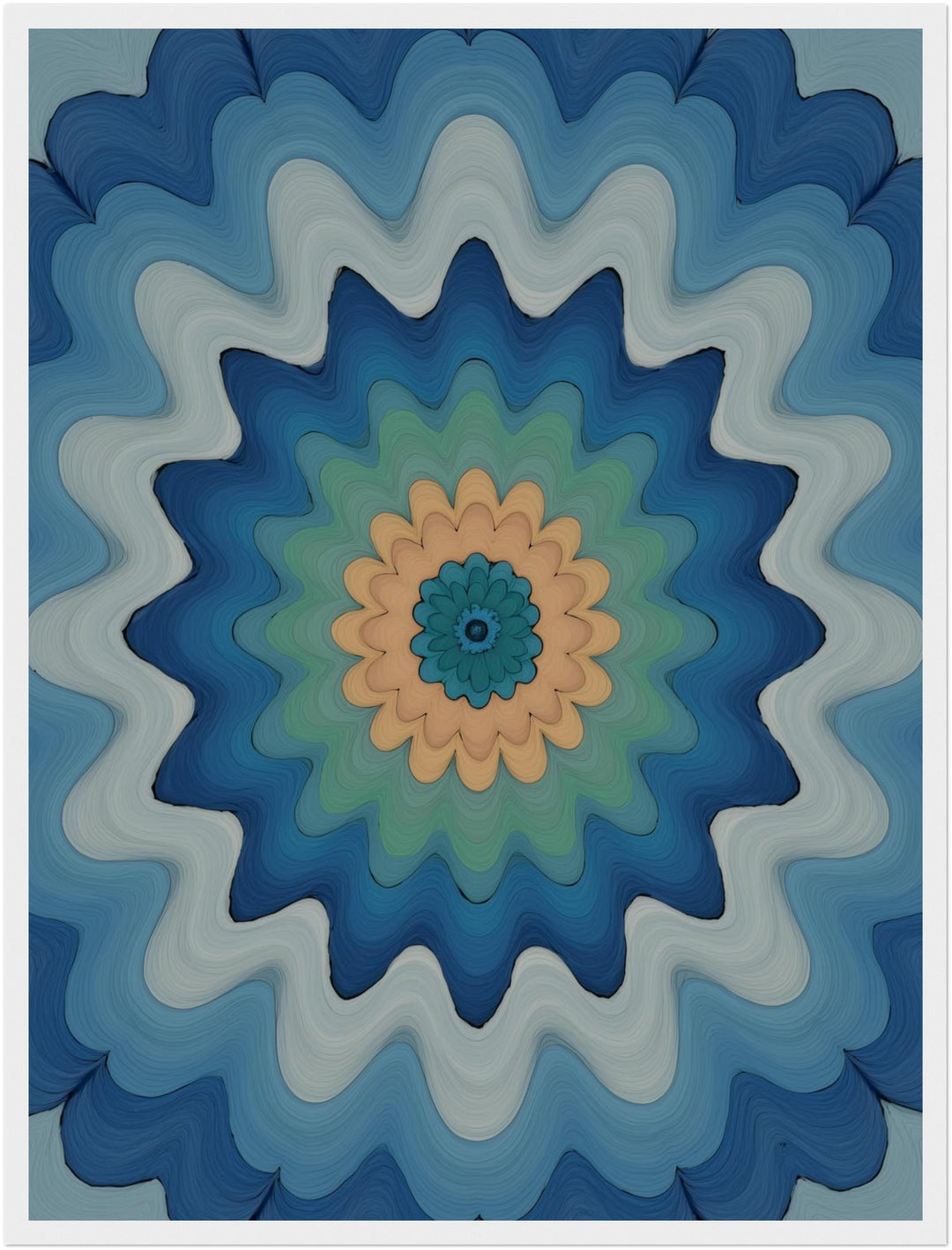 Wellenförmige Mandala Blüte Poster abstrakt – mattes Kunstdruck-Papier – Ansicht 5