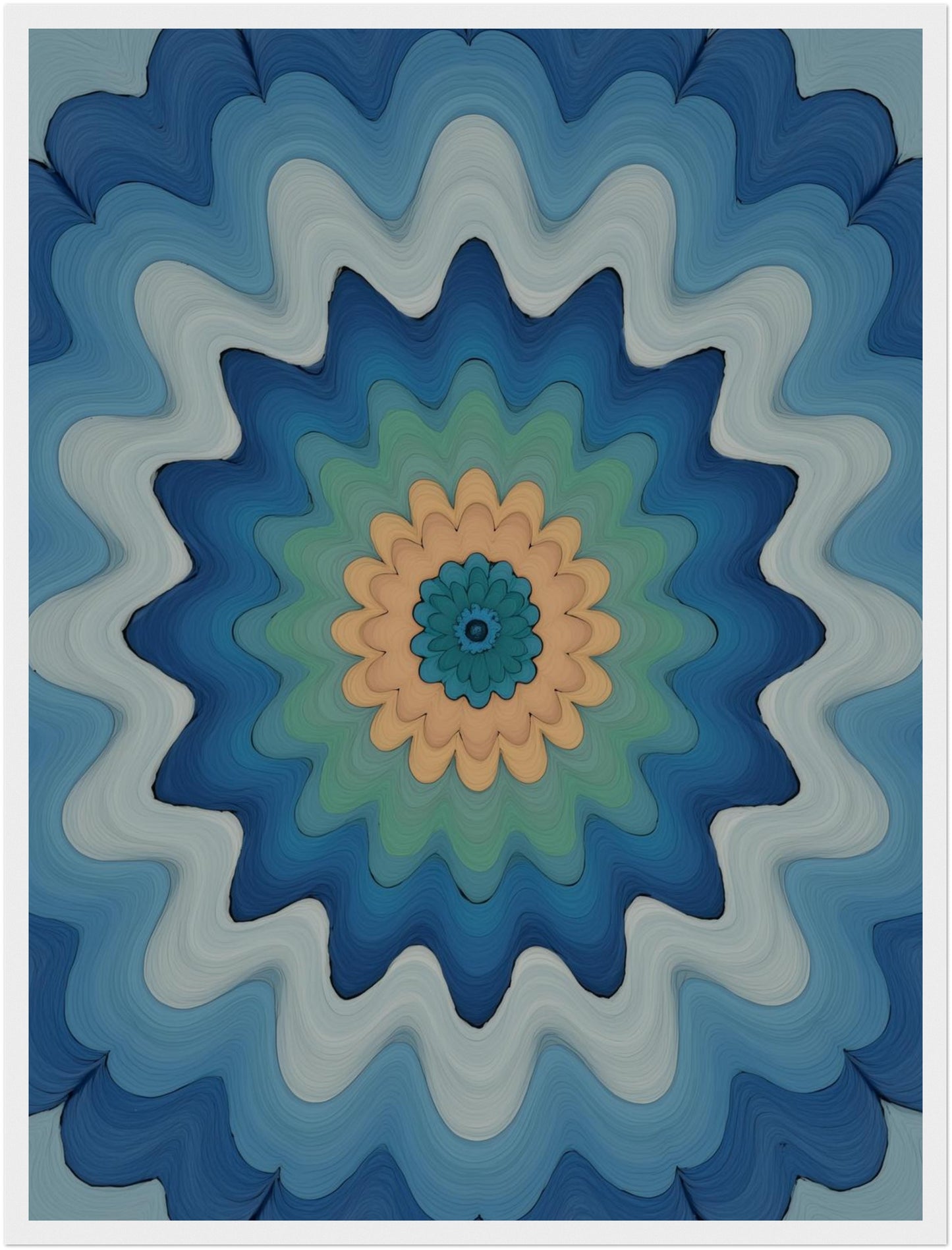 Wellenförmige Mandala Blüte Poster