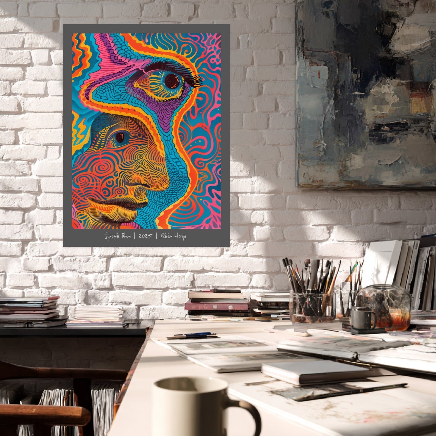 Wellenförmiges Gesichtsmuster Poster