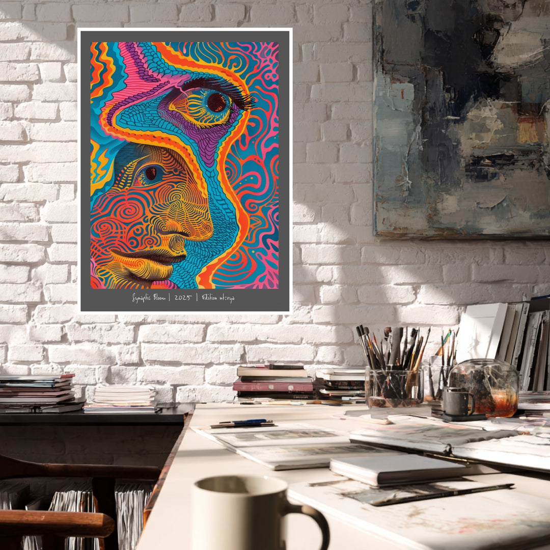 Wellenförmiges Gesichtsmuster Poster Psychedelic – mattes Kunstdruck-Papier – Ansicht 4