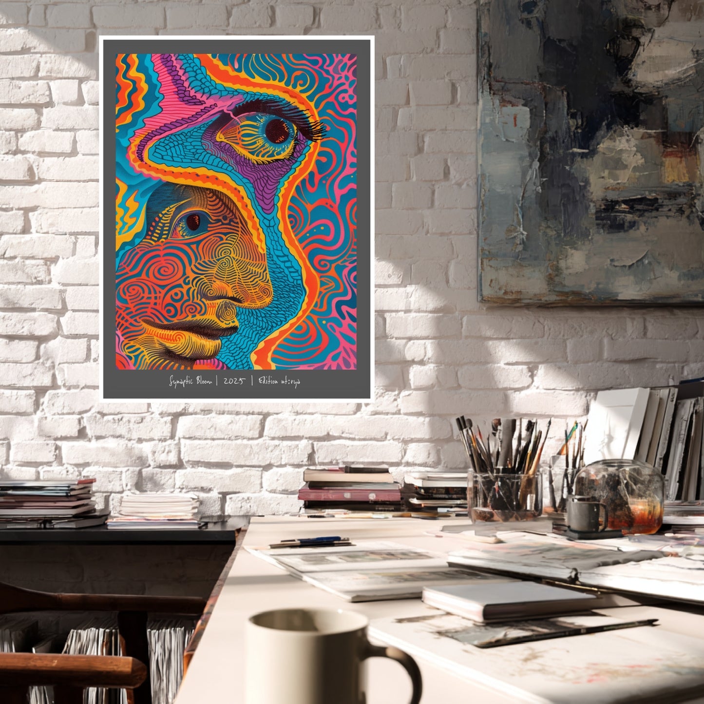 Wellenförmiges Gesichtsmuster Poster