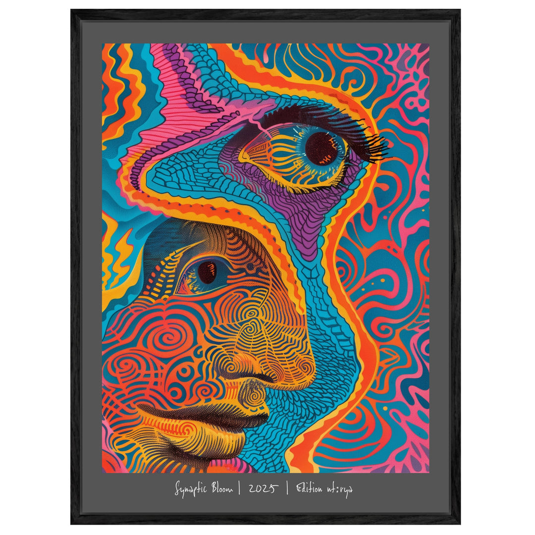 Wellenförmiges Gesichtsmuster Leinwandbild Psychedelic – Leinwand auf Holzrahmen – Ansicht 4