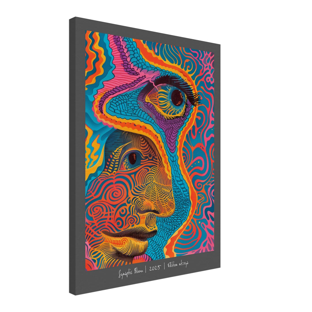 Wellenförmiges Gesichtsmuster Leinwandbild Psychedelic – Leinwand auf Holzrahmen – Ansicht 2